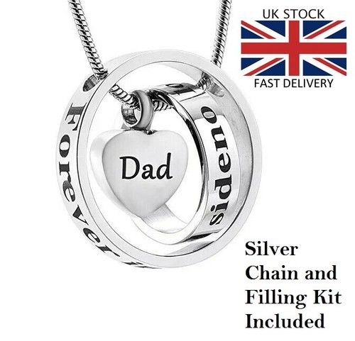 Dad Rings Heart Keepsake Cremation Urn Pendant Ashes Necklace Funeral Memorial  - Picture 1 of 4