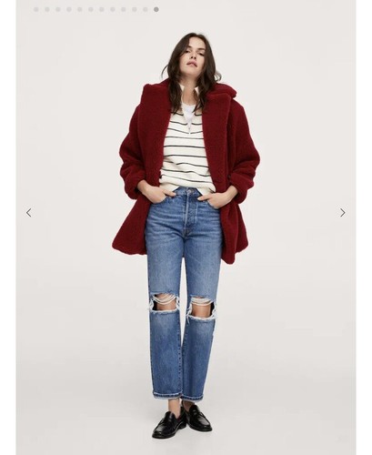 Women’s Faux Fur Teddy Bear Coat From Mango Size M In Red - Picture 18 of 18