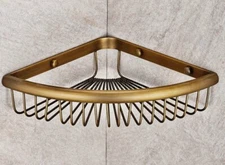 Antique Brass Bathroom Shower Caddy Corner Wire Basket Storage Shelves wba510