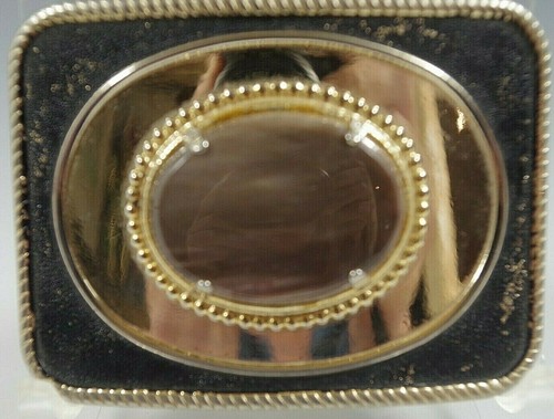 BELT BUCKLE WITH NATURAL POLISHED GEMSTONE JASPER AGATE VINTAGE VERY CLEAN #4 - Picture 1 of 2