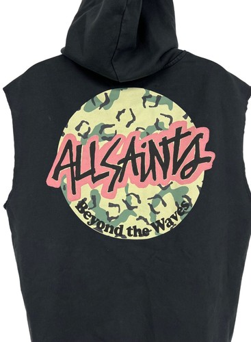 All Saints Hoodie Herren Shredder Hoodie schwarz Skater Größe Small S ärmellos gebraucht, in einwandfreiem Zustand - Bild 6 von 8