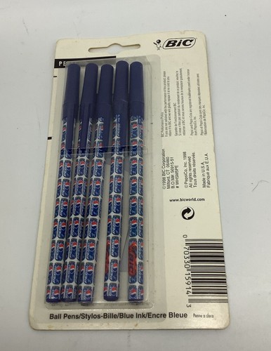 Vintage 1998 Pepsi Stifte BIC Wellenlängen 5 Pepsi Kugelschreiber blaue Tinte PepsiCo neu - Bild 2 von 3