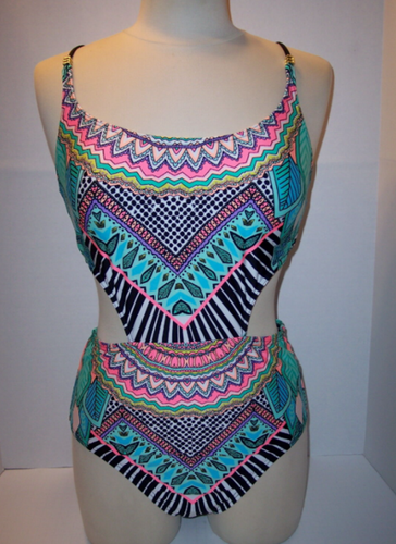 Bar III Size L Flock Together Cutout Monokini Maillot Swimsuit One Piece NWT $88 - Picture 3 of 5