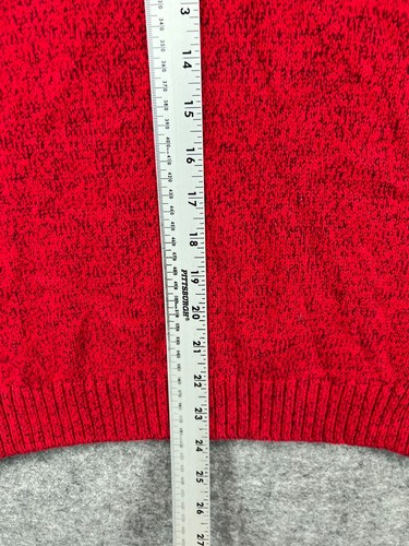 Chaps Boys Large Teen Size 14 Red Sweater Knit 1/4 Zip Pullover Navy Crest Logo - Picture 6 of 9