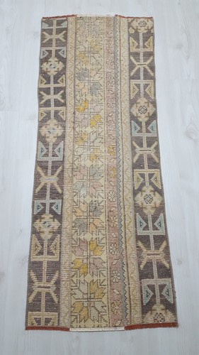 Vintage Patchwork Handmade Rug Beige Decor Rug Runner Area Rug Retro Rug - Picture 2 of 20
