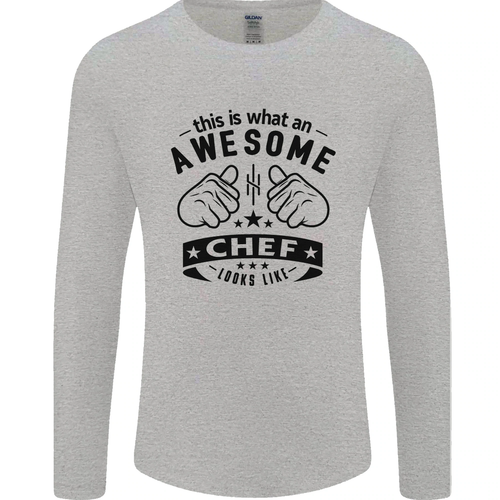 Sorprendente Chef Looks Like Divertido Cocinar Manga Larga para Hombre Camiseta - Imagen 23 de 31