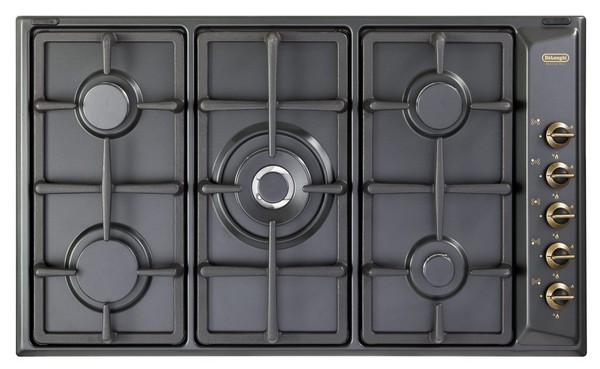 De Longhi ANL59PRO Kochfeld 90 Cm Anthrazit 5 Brenner Messing Finish-image