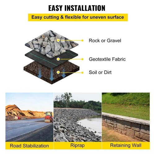 Geotextile Fabric 6 ft. x 300 ft. Weed Barrier Landscape Fabric 3 oz. Driveway D - Picture 6 of 7