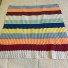 Vintage Afghan Throw Lap Blanket Crochet Striped 39x39" Hand Made Colorful