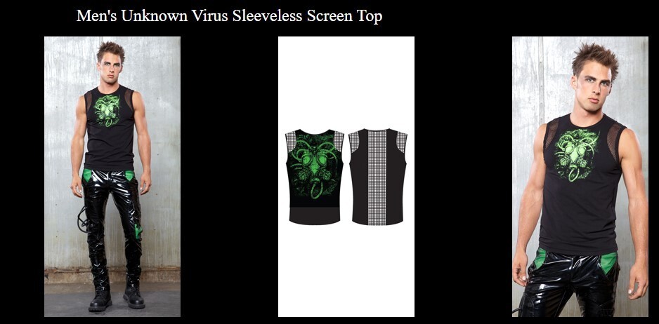 VTG LIP SERVICE Quarantine Top M Black Neon Green Tank Goth Cyber