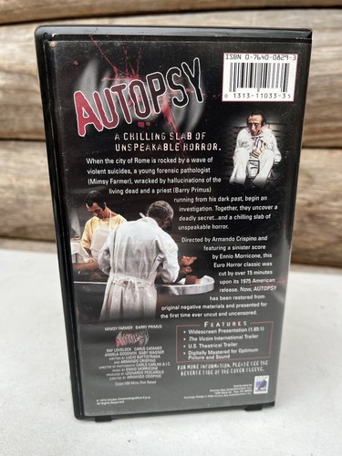 Autopsy (VHS, 2000, Widescreen - Clamshell) Mimsy Farmer, Barry Primus CN - Picture 3 of 4