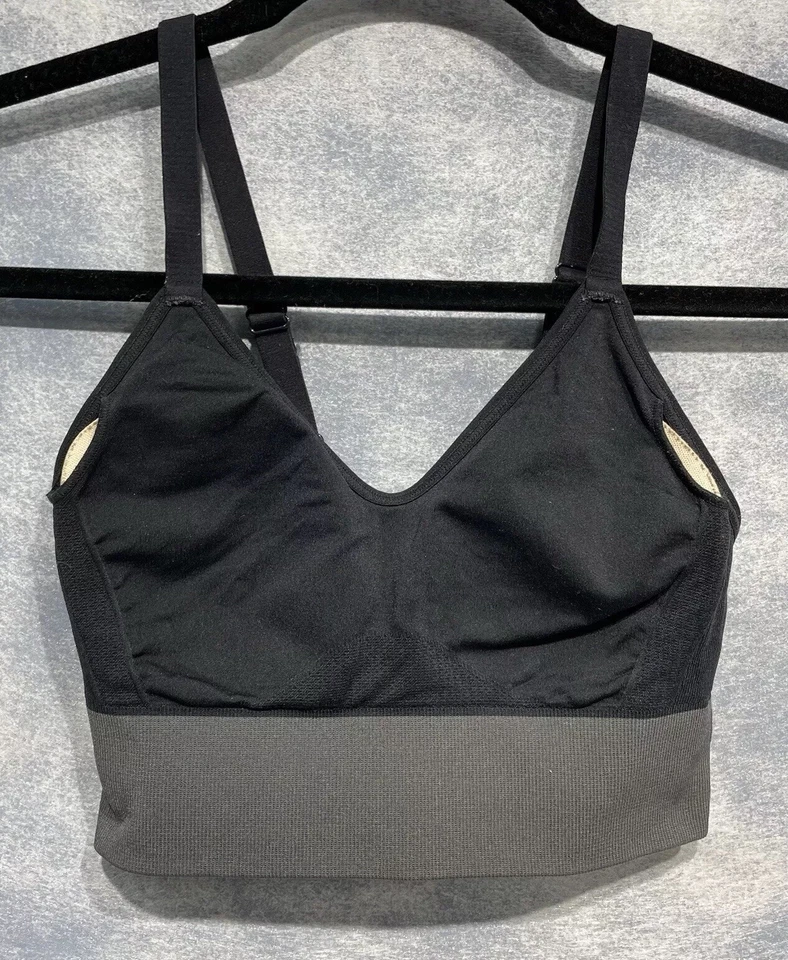 Under armour wire-free Compression Sports Bra Size S Black & Gray Removable Pads - Image 4 of 4