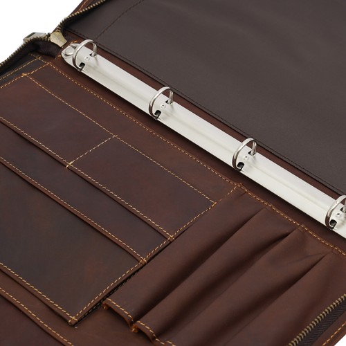 Business/resume Portfolio Folder Binder, Padfolio + 4 Ring Binder Double Zipper - Picture 13 of 14
