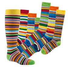 Kids Knee High Socks, With Design In 3 Pack, Colorful "Stripes" Pattern