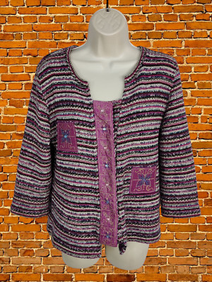 M&S PER UNA ROSA STRICK CARDIGAN MEDIUM DAMEN RUNDHALS PULLOVER OBERTEIL PERLEN KNÖPFE
