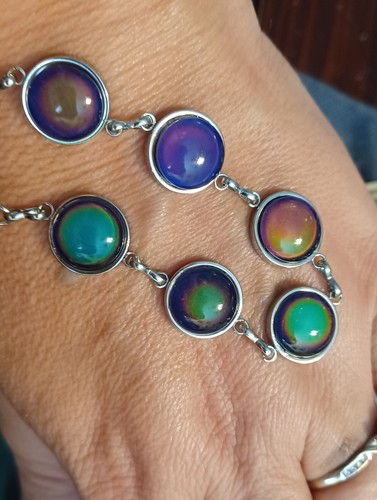 Pulsera Cambiante de Color Hecha a Mano Termodependiente Mood Bracelet Plata Inoxidable - Imagen 2 de 7