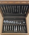 Vtg 68pc.  National Stainless Lady Grace Rose Black Accent Stainless Flatware