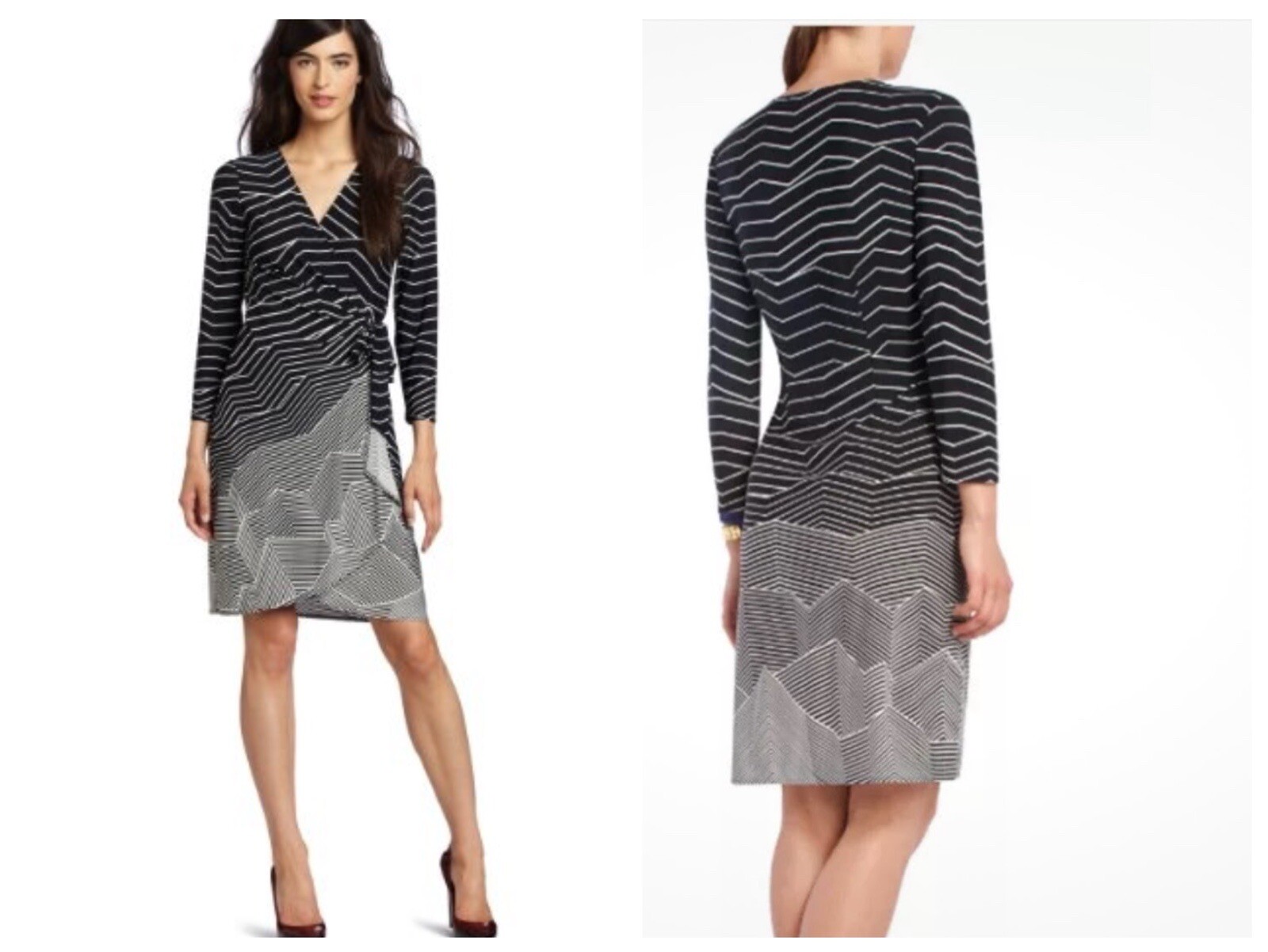 BCBG MAXAZRIA “Adele” Black & White Geometric 3/4… - image 1