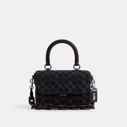 COACH Rogue Top Handle Bag In Signature Denim CR694 3way Blue, Black Outlet New - Picture 2 of 24