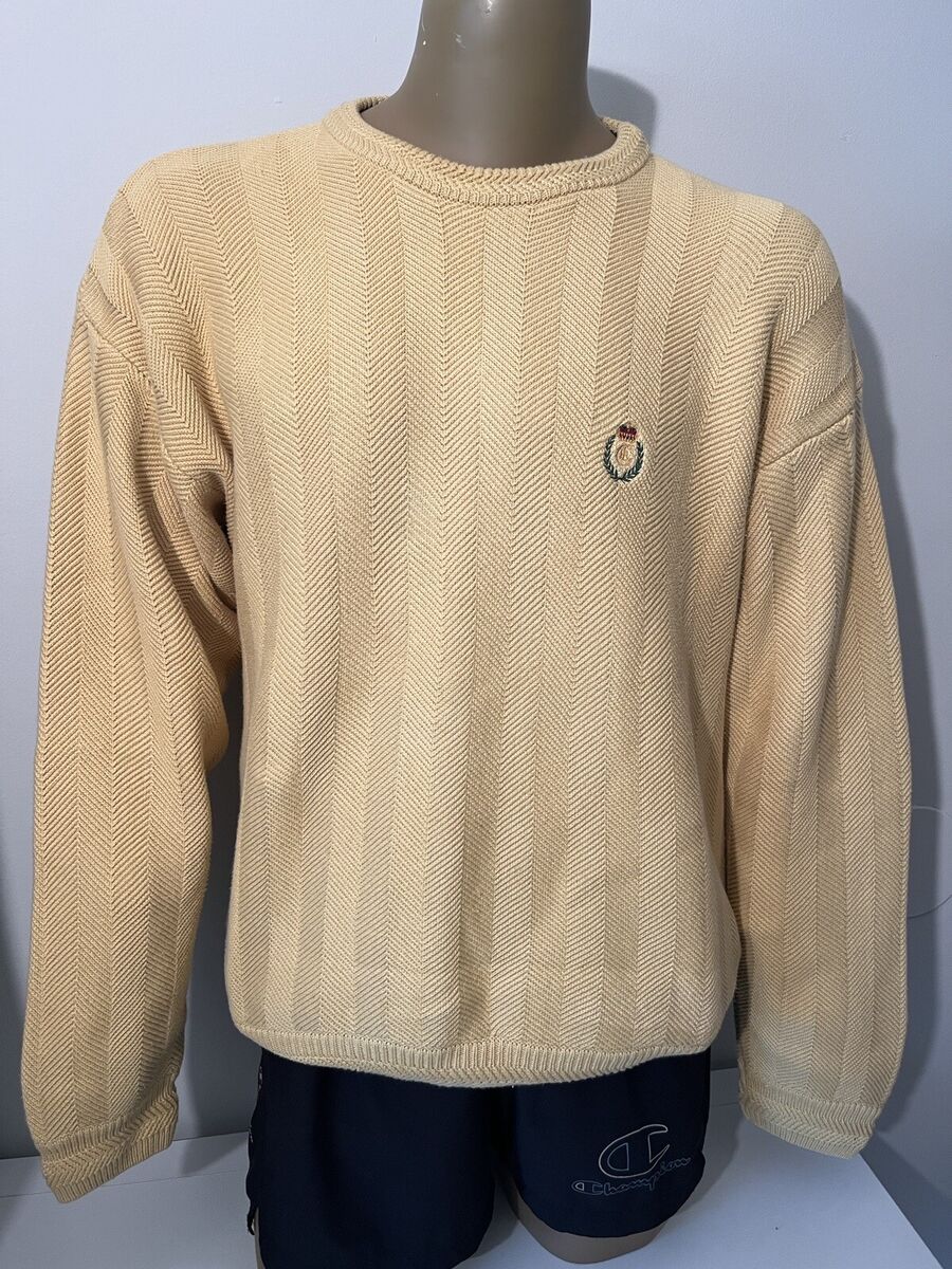 VTG CHAPS Ralph Lauren Hand Framed Cotton Knit Herringbone VTG CHAPS Ralph Lauren Hand Framed Cotton Knit Herringbone