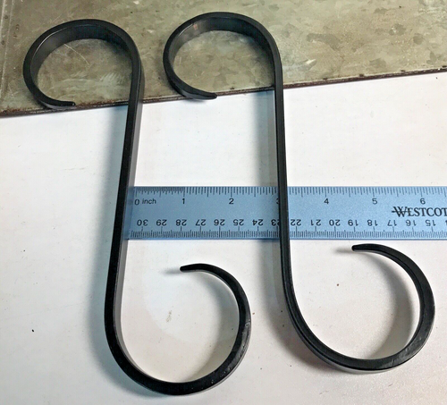 2 New HD Wide Forged Black 8 1/2" Wrought Iron S Hook Blacksmith Plant Garden - Picture 8 of 9