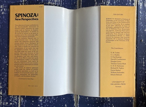 BENEDICTUS DE SPINOZA NEW PERSPECTIVES PHILOSOPHY RELIGION ETHIC HC DJ BOOK 1978 - Picture 7 of 15