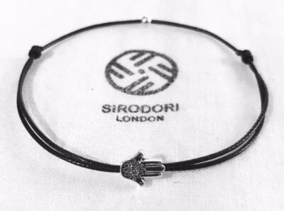 Handgefertigte schwarze Schnur Hand von Fatima Evil Eye Hamsa Armband SCHUTZ GLÜCK