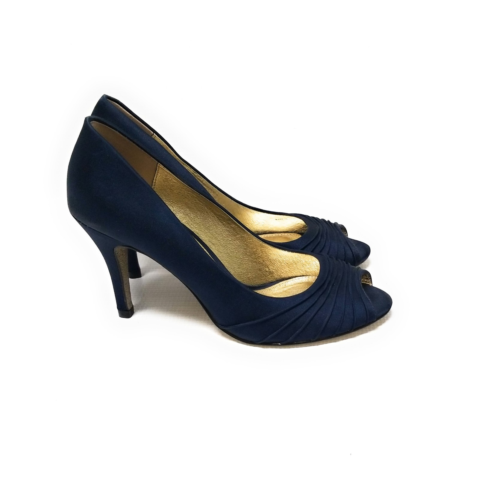 ADRIANNA PAPELL Donna Navy Blue Satin Peep Toe Heels Heels Toe Size 6.5 952106 ADRIANNA PAPELL Donna Navy Blue Satin Peep Toe Heels Heels Toe Size 6.5 952106