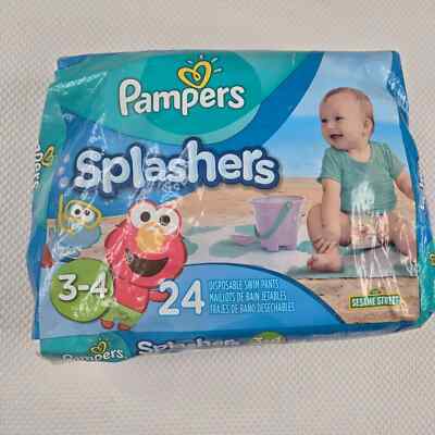  Pampers Splashers Disposable Swim Pants Size 3-4.  24 Count 1pack old style.