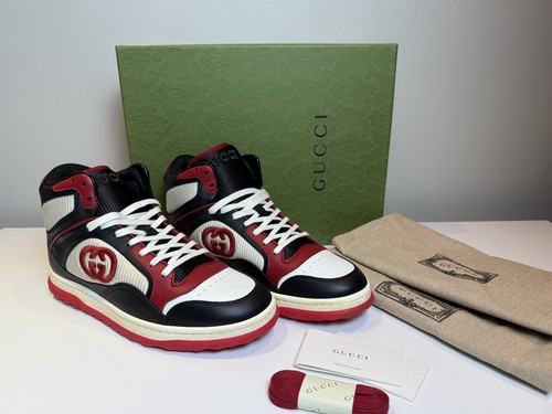 Baskets montantes Gucci MAC80 authentiques le plus cher rouge/noir logo GG taille UK8,5 US9 neuves dans leur boîte