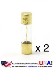 2 x 30A AMP AGU GOLD PLATED Fuse Inline High Quality Glass Car Audio NEW AGU30