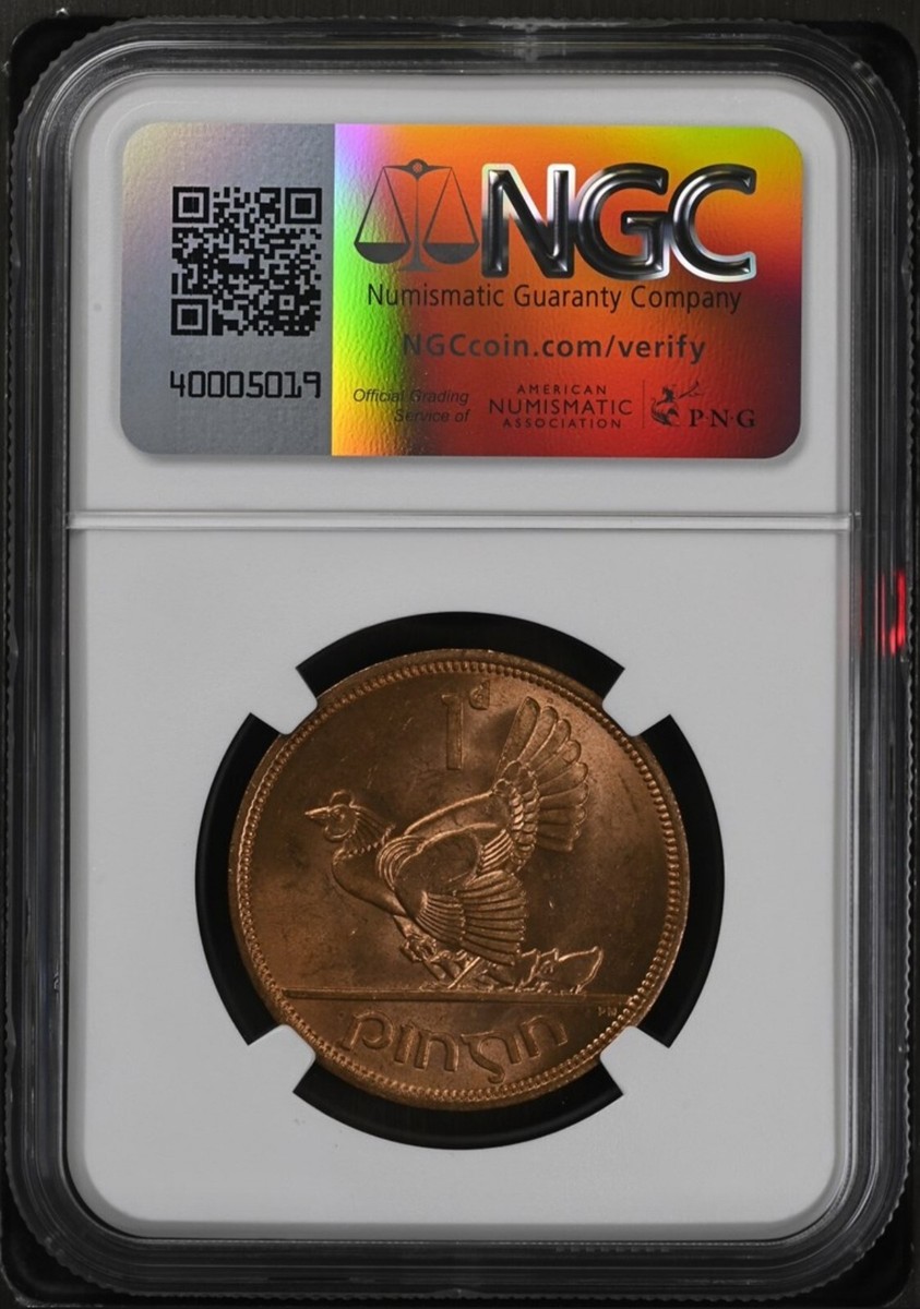 アイルランド・1ペニー銅貨☆1968年／未使用／ニワトリとヒヨコ／PCGS アイルランド・1ペニー銅貨☆1968年／未使用／ニワトリとヒヨコ