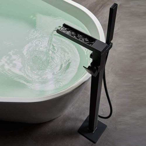 Tub Filler Freestanding Bathtub Faucet Floor Mounted Bathroom with Hand Shower - Picture 39 of 132