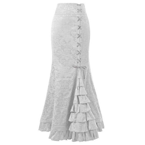 Retro Victoria Womens High Waist Fishtail Skirt Steampunk Gothic Corset Long - Picture 13 of 22