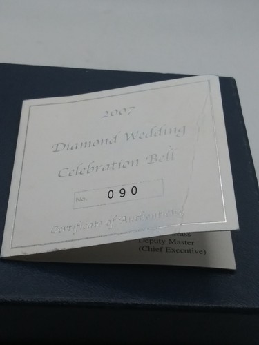 Cloche de célébration de mariage diamant reine Elizabeth plaquée argent 2007 comme neuve royale - Photo 7/10