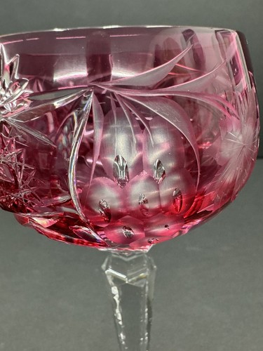 Nachtmann Traube Crystal Wine Glass Pink Cut to Clear 8 1/4" Germany - Picture 6 of 14