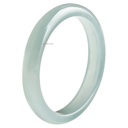 Natural Jadeite Ring Women Men A Grade Light Blue Water Ring Square Band Ring - Picture 4 of 8