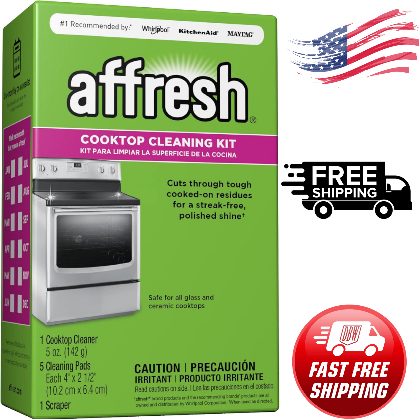 Affresh Cleaning Kit Cooktop Cleaner, Scraper And Scrub Pads free and