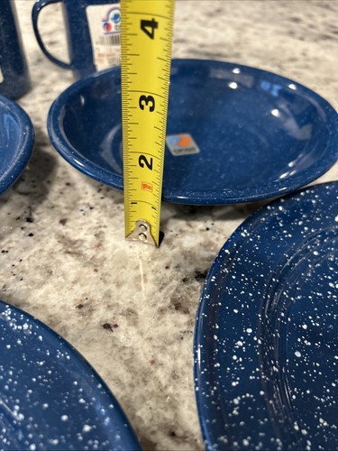 Cinsa Saltillo Blue Vintage 6 Piece Enamelware Camp 2 Plates 2 Mugs 2 Bowls NEW - Picture 8 of 10