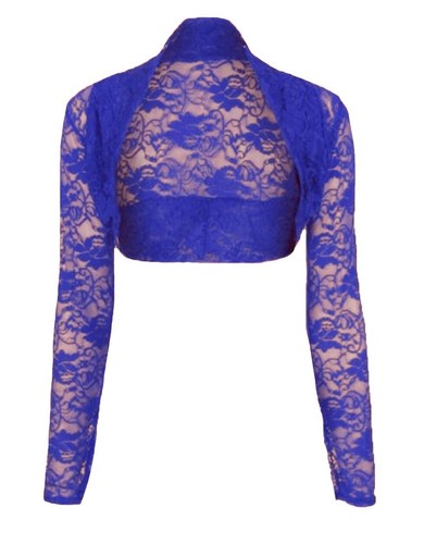 Ladies Stretchy Lace Cropped Bolero Shrug Women Sheer Party Open Top Size 8-26 - Picture 15 of 16