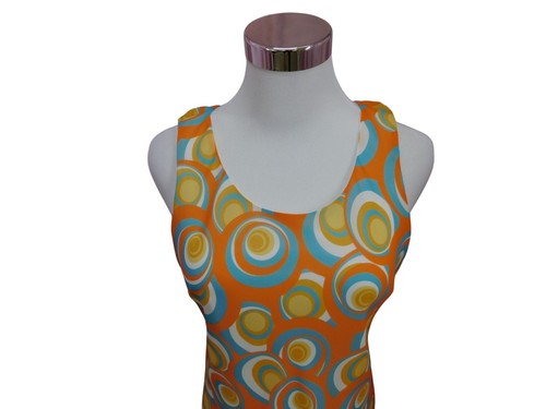 Vintage-Inspired Metrostyle Sleeveless Dress Orange Blue Swirl Sz 4 - Picture 7 of 9