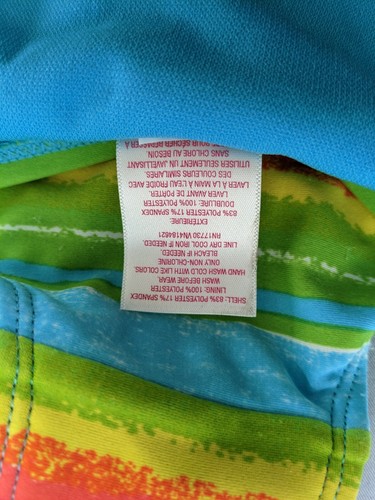 Xhilaration Swimsuit Girls Large 10 12 Two Piece Blue Pink Rainbow Side Gathers - Picture 19 of 20
