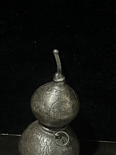 Collect Old sterling silver hand carved lotus fish gourd snuff bottle decoration - Picture 7 of 9