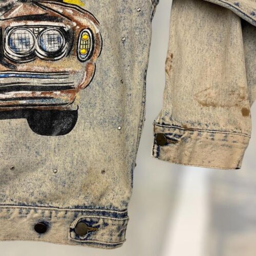 Vintage 80er Beverly Hills Tony Alamo Stil Artwork Jeansjacke Erwachsene L blau verwaschen - Bild 7 von 8