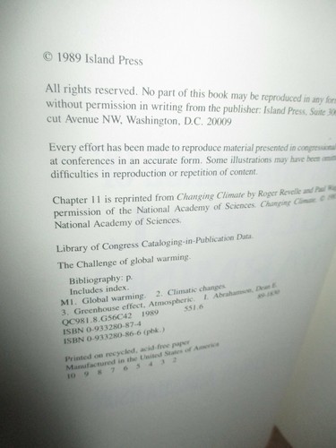 The Challenge Of Global Warming Edited by Dean Edwin Abrahamson (1989, Paperback - Imagen 7 de 8