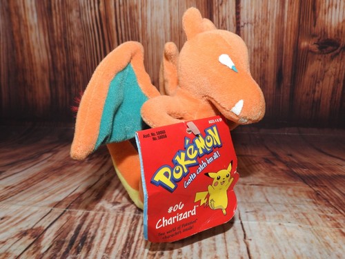 Figura de peluche vintage Charizard #06 Pokemon 6” gorro suave 1998 con etiquetas originales - Imagen 3 de 14