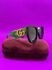 Gucci  GG0956S Sunglasses 001 Black Gold Green Lens Square 54 19 145 NWT