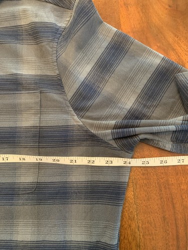 Lululemon Masons Peak Flannel Mens 2XL Blue Gray Plaid Outdoor Performance - Picture 6 of 11