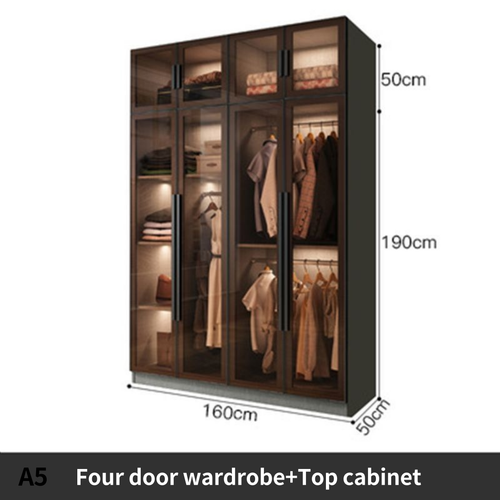 Modern Customisable Wardrobe With LED light Glass door Built-in Closet - Picture 25 of 30