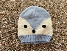 Boys Blue White Knit Fox Hat Approx 6-12M